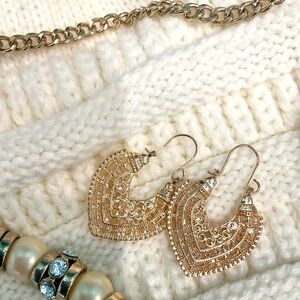 Gold Abstract Heart Earrings